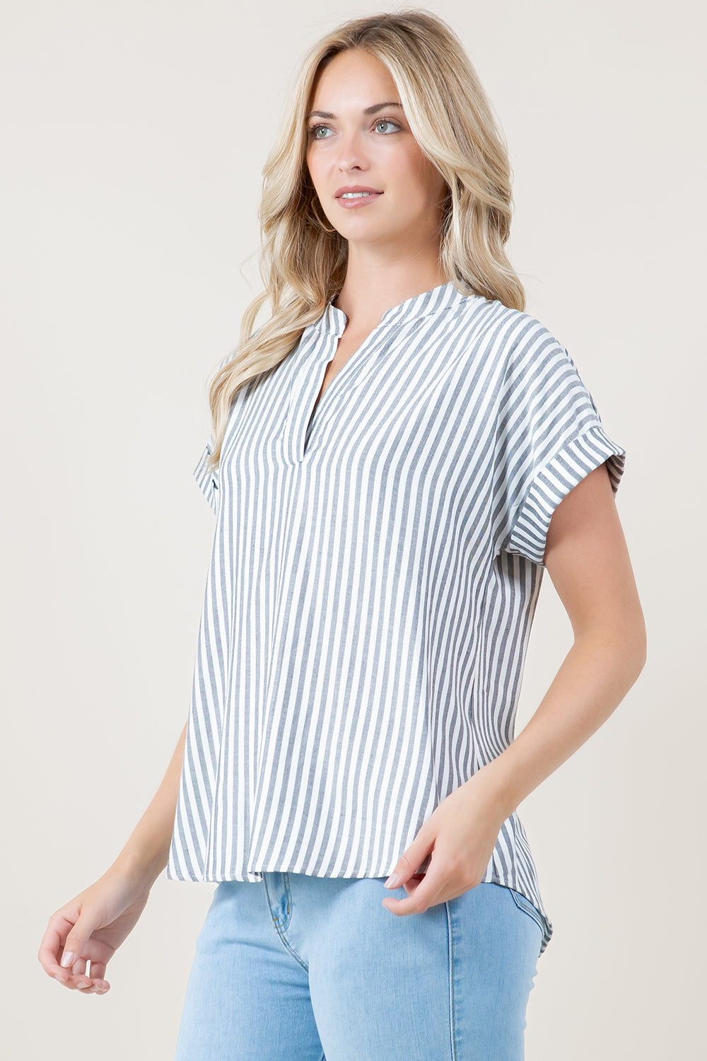 S/SLV BUTTON BACK DOLMAN POPOVER TOP - T8004-SS-1226
