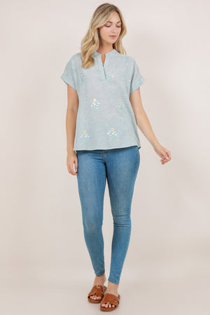 S/SLV BACK BUTTONED DOLMAN TOP T8004-SS-N0068