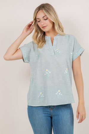 S/SLV BACK BUTTONED DOLMAN TOP T8004-SS-N0068