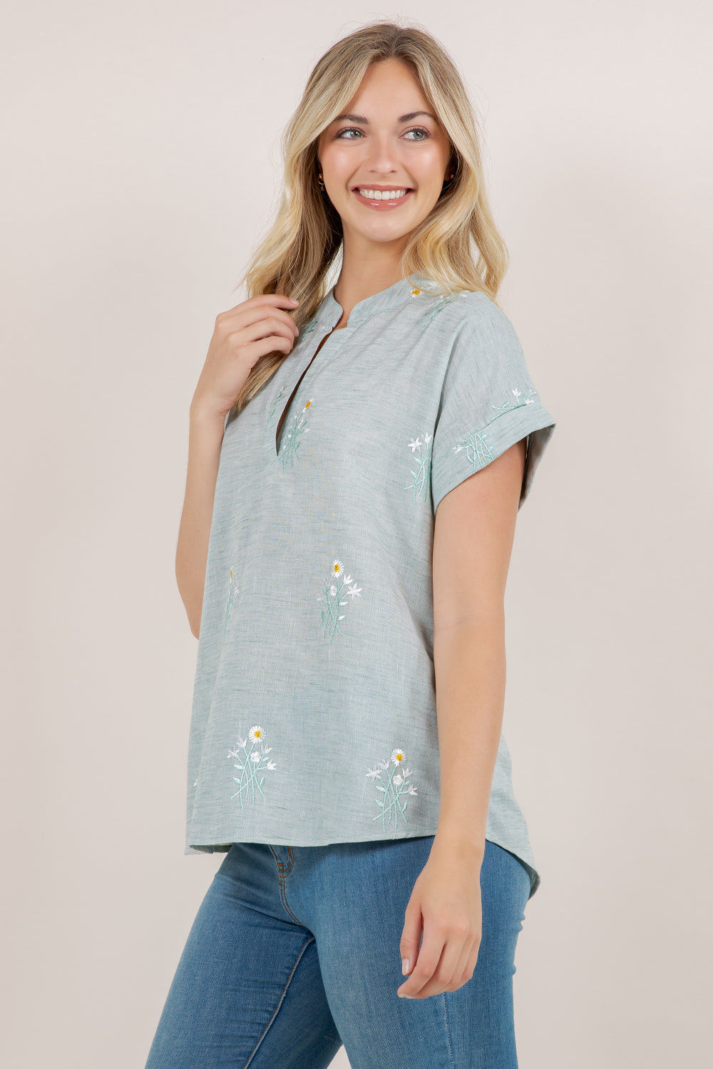S/SLV BACK BUTTONED DOLMAN TOP T8004-SS-N0068