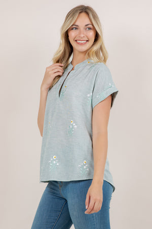 S/SLV BACK BUTTONED DOLMAN TOP T8004-SS-N0068
