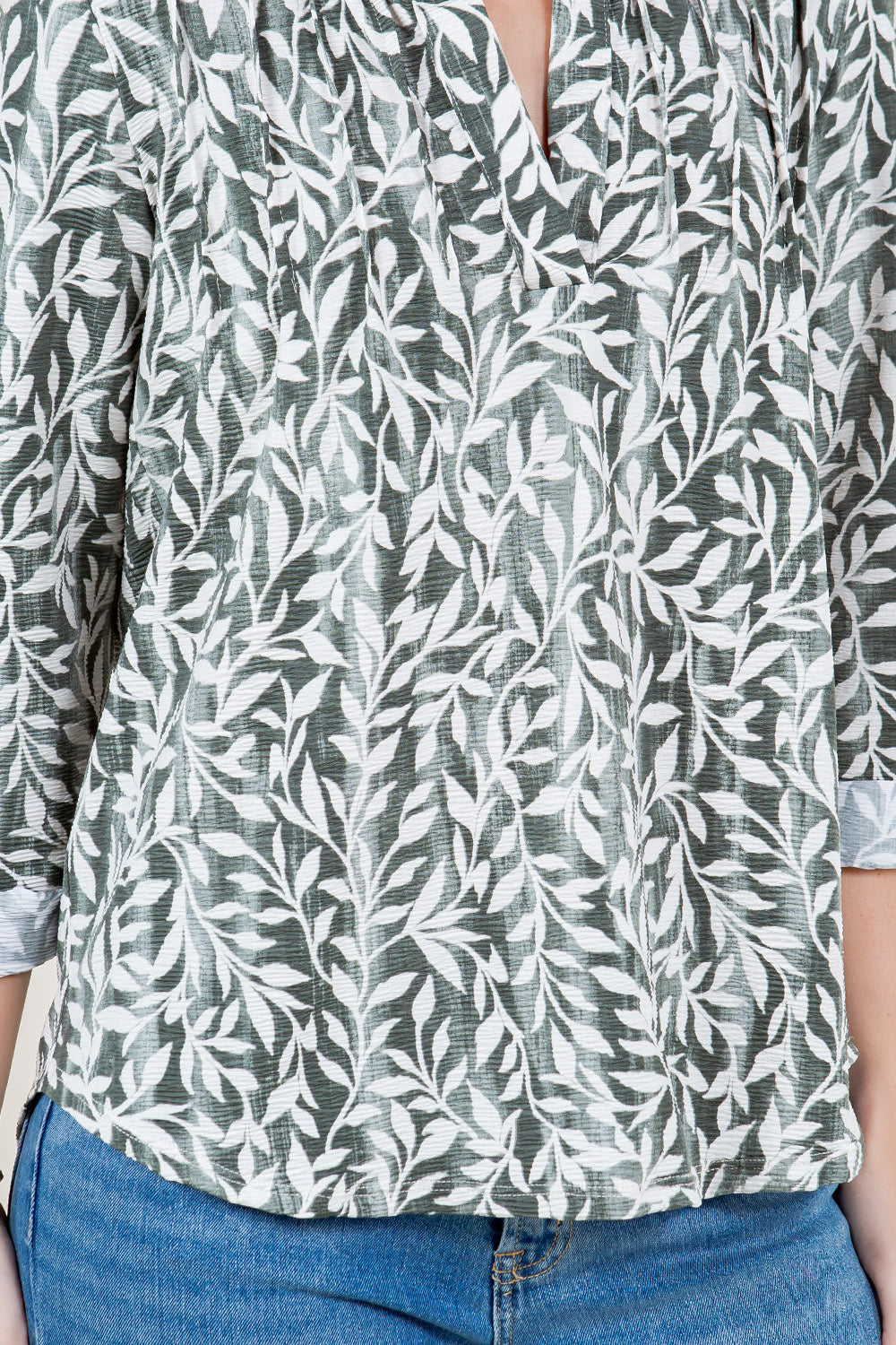 3/4 SLEEVE 1/2 PLACKET PINTUCK POPOVER - T8004PIN-34-A16284-CRITY
