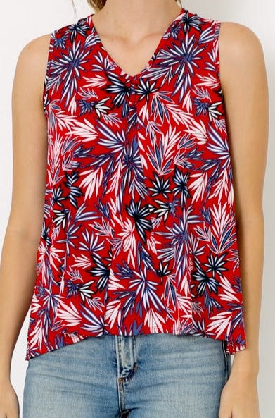 SLEEVELESS HIGH LOW TOP WITH LACE UP BACK TRIM - T8080-PE-SL-701764