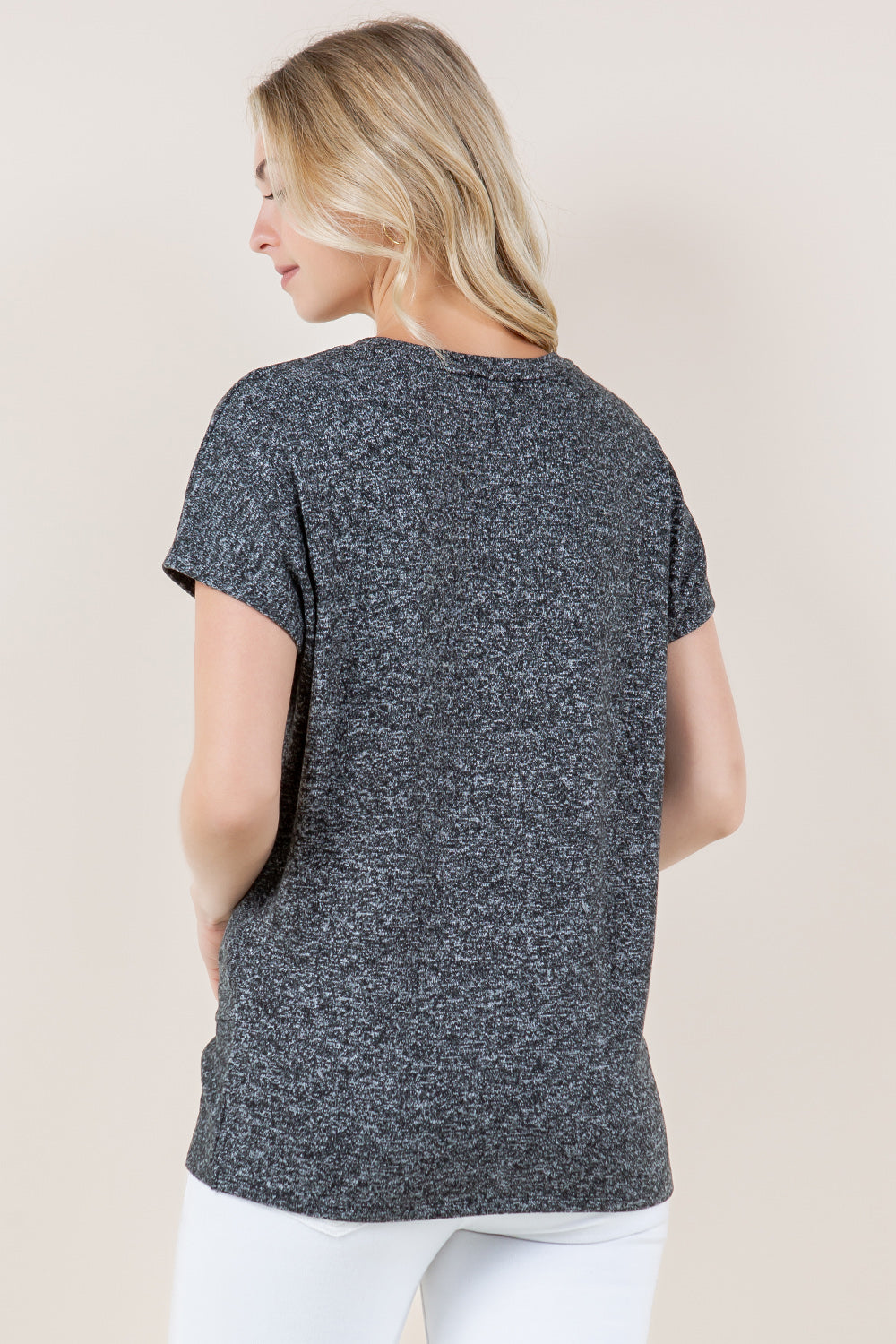 S/SV ROUND NECK TWIST FRONT - T8382-BRCH-CHARCOAL