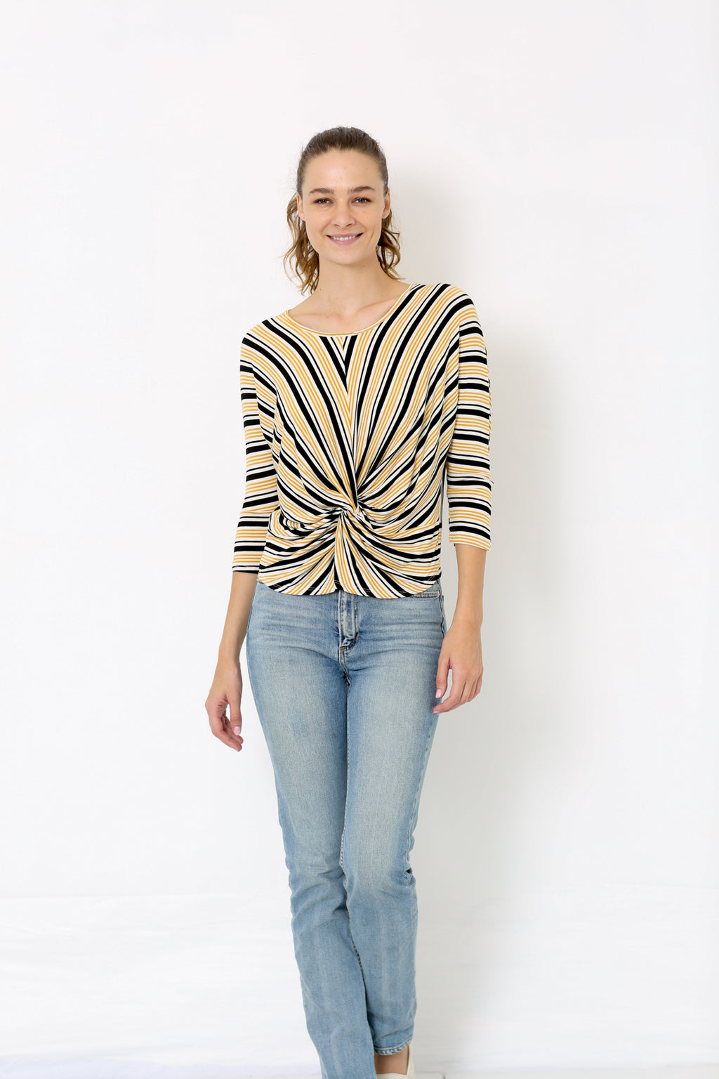SCOOP NECK SHORT DOLMAN SLEEVE TWIST FRONT TOP - T8382-DLMN-0128