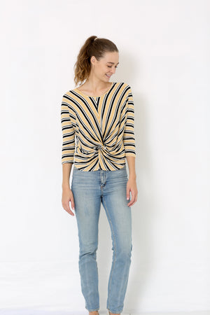 SCOOP NECK SHORT DOLMAN SLEEVE TWIST FRONT TOP - T8382-DLMN-0128