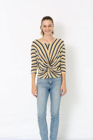 SCOOP NECK SHORT DOLMAN SLEEVE TWIST FRONT TOP - T8382-DLMN-0128
