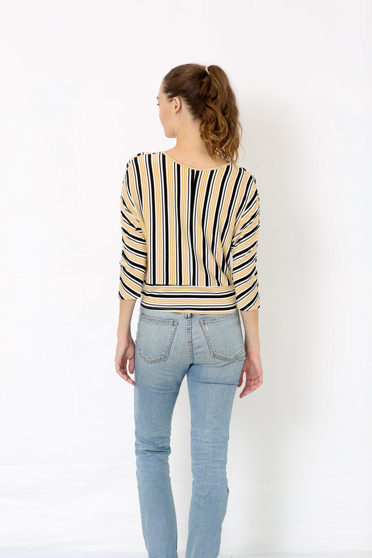 SCOOP NECK SHORT DOLMAN SLEEVE TWIST FRONT TOP - T8382-DLMN-0128