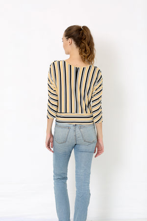 SCOOP NECK SHORT DOLMAN SLEEVE TWIST FRONT TOP - T8382-DLMN-0128