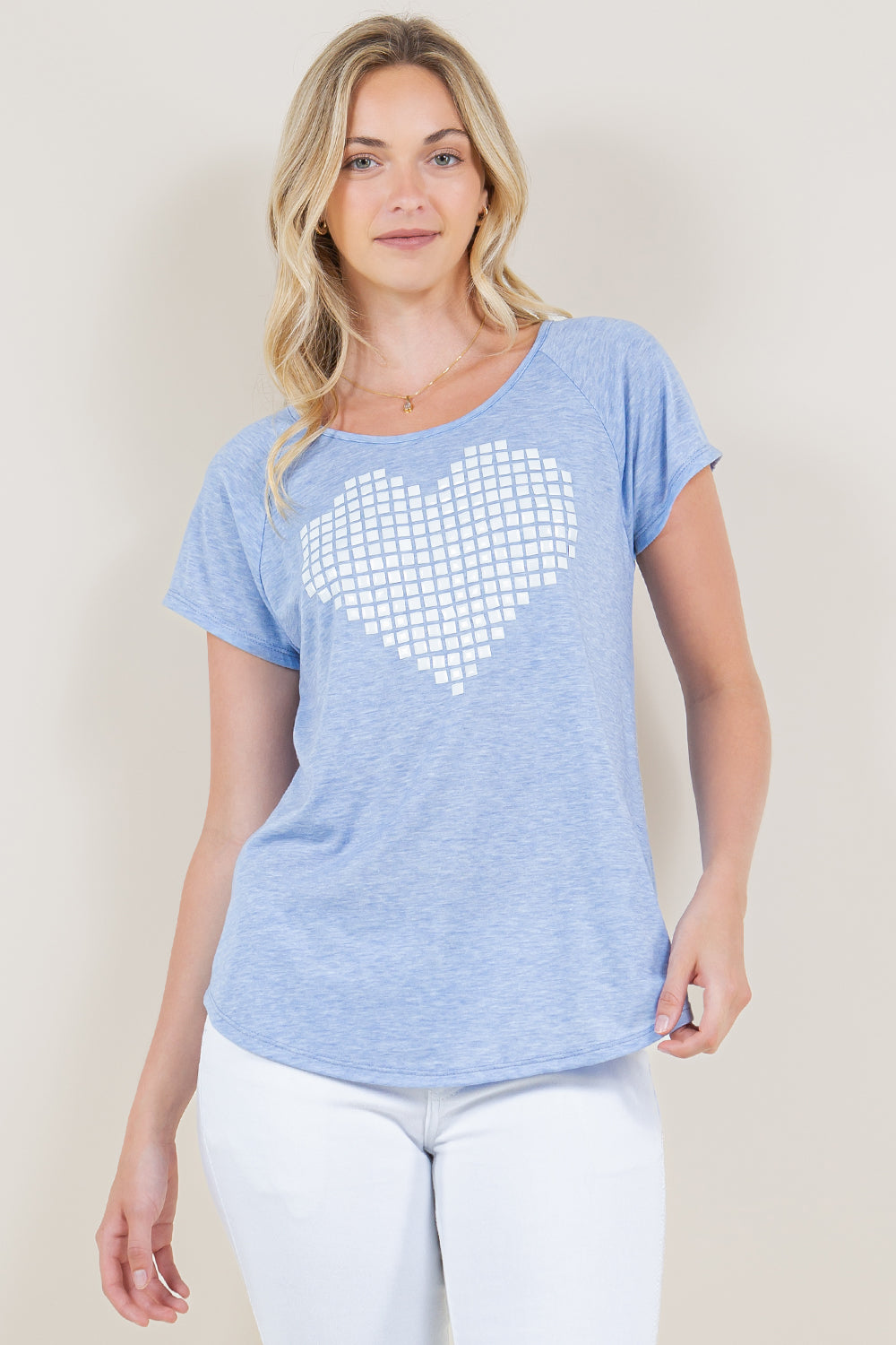 SHORT SLEEVE ROUND NECK TOP - T8382SS-J1036