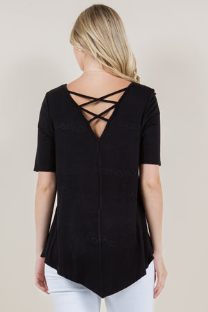 SS SCOOP NECK SELF CROSS BACK POINTED HEM TOP - T9092EL-J23008