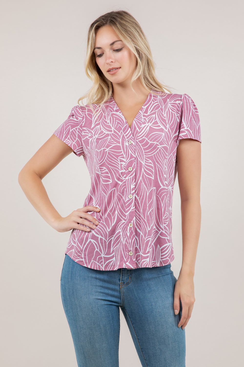 S/SLV BUTTON UP BLOUSE T9380-SS-91490