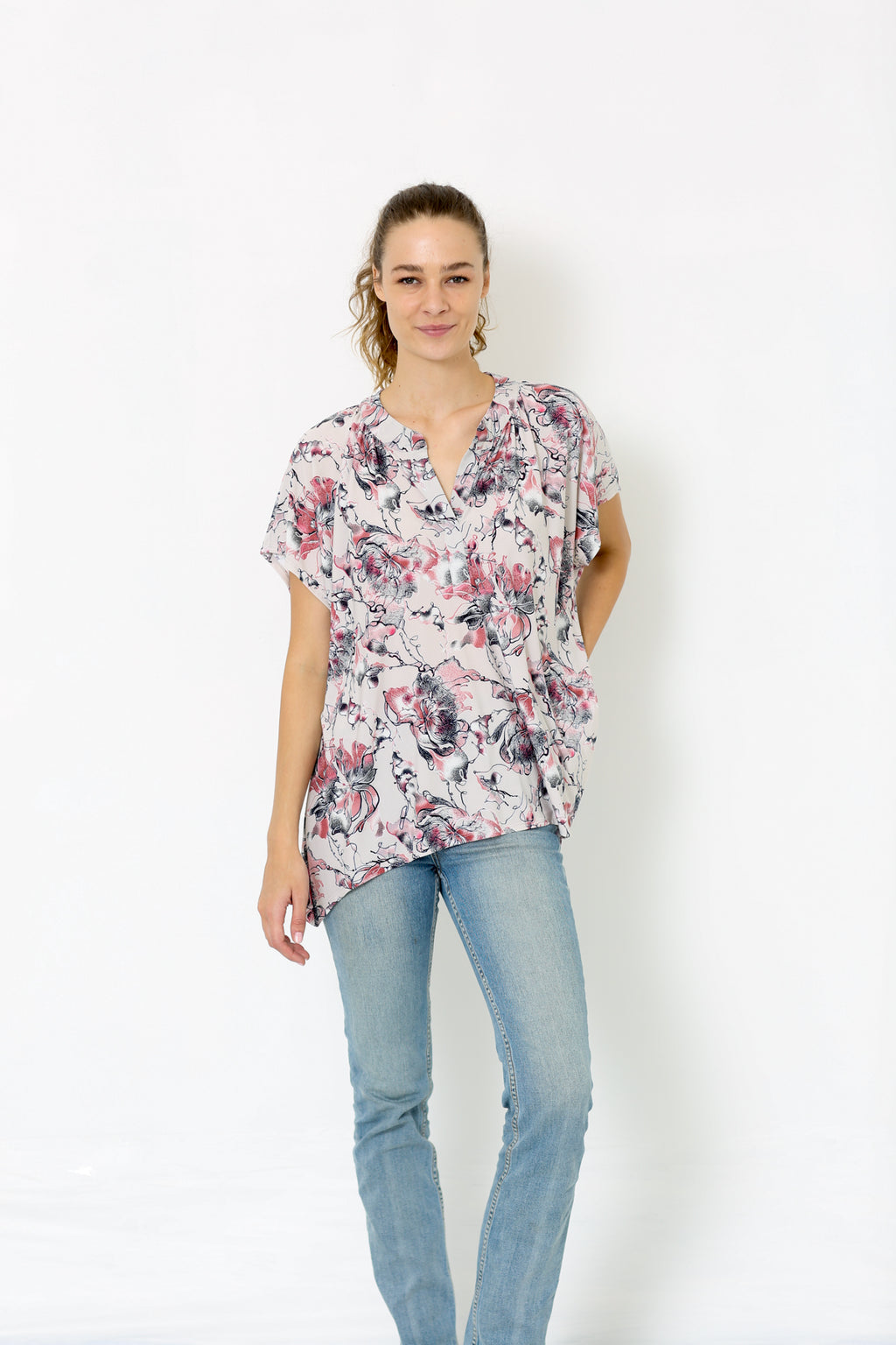 SS OPEN NECK LOOSE TOP - T9737X-55