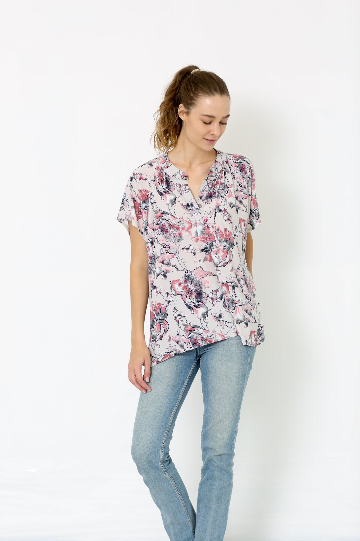 SS OPEN NECK LOOSE TOP - T9737X-55