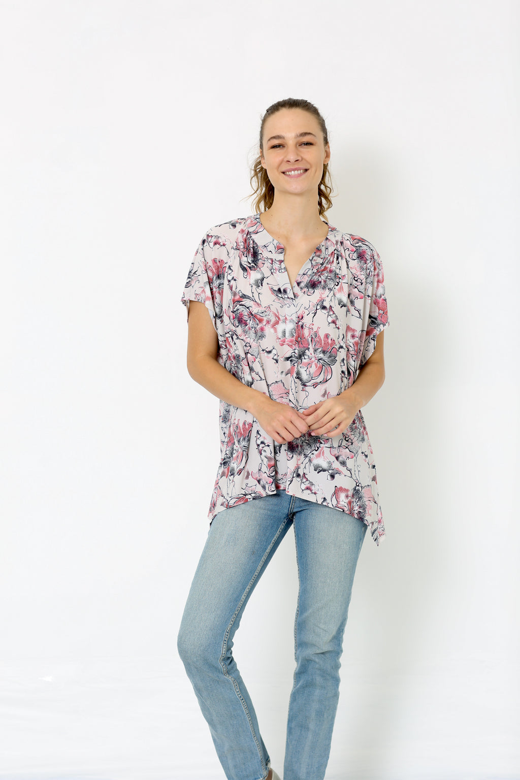 SS OPEN NECK LOOSE TOP - T9737X-55