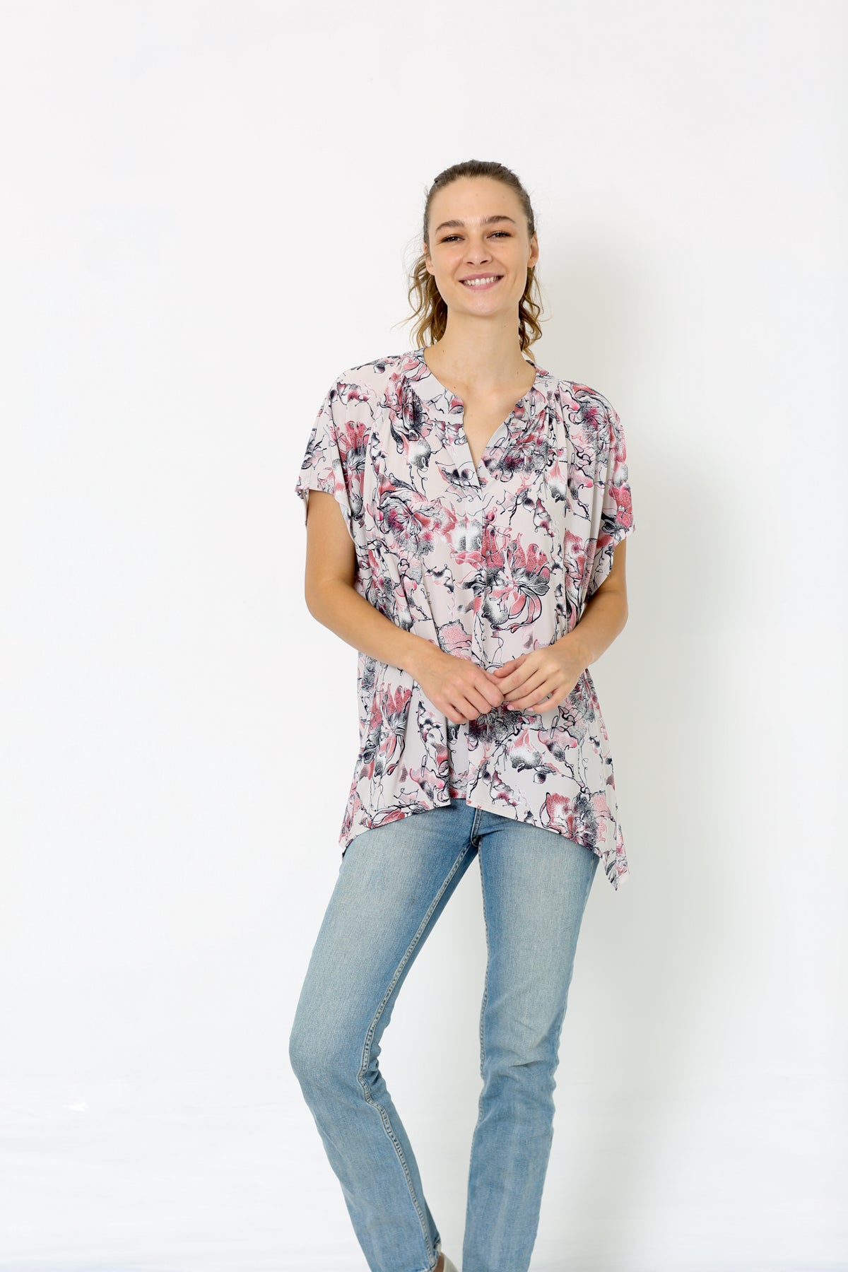 SS OPEN NECK LOOSE TOP - T9737X-55