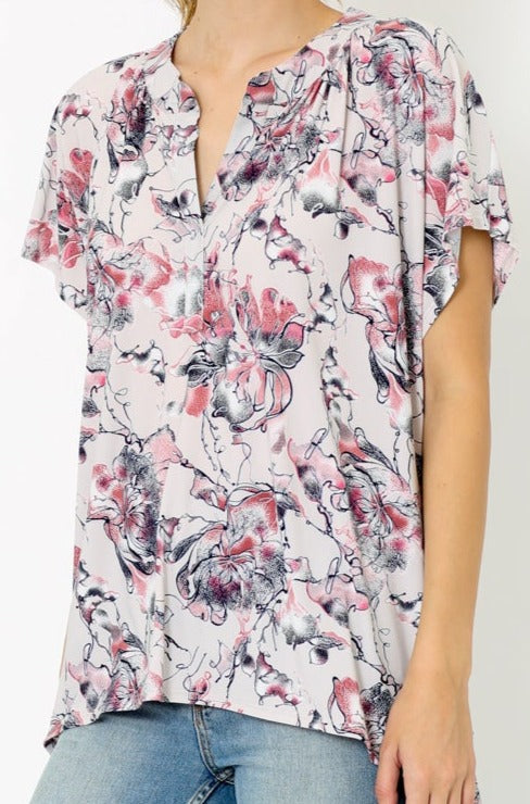 SS OPEN NECK LOOSE TOP - T9737X-55