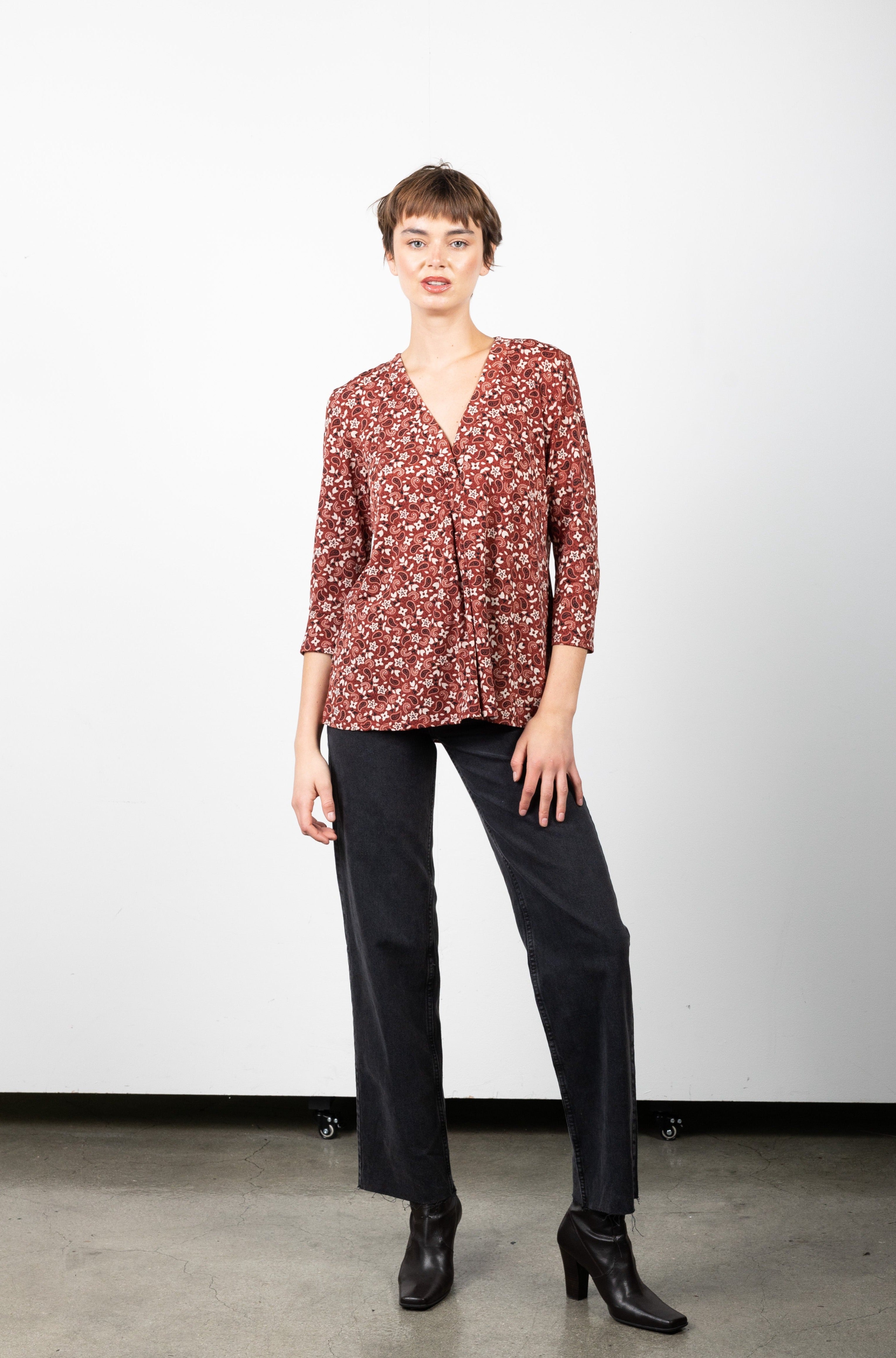 3/4 SLEEVE BUTTON SHIRT TOP T9759-34-JR454645-0