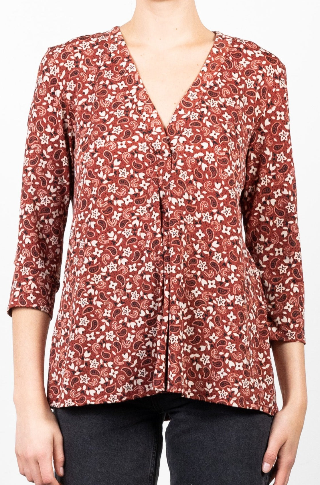 3/4 SLEEVE BUTTON SHIRT TOP T9759-34-JR454645-0