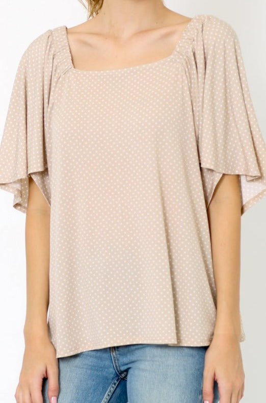 TULIP SLEEVES SQUARE NECK LOOSE TOP - T9779X-JS96386