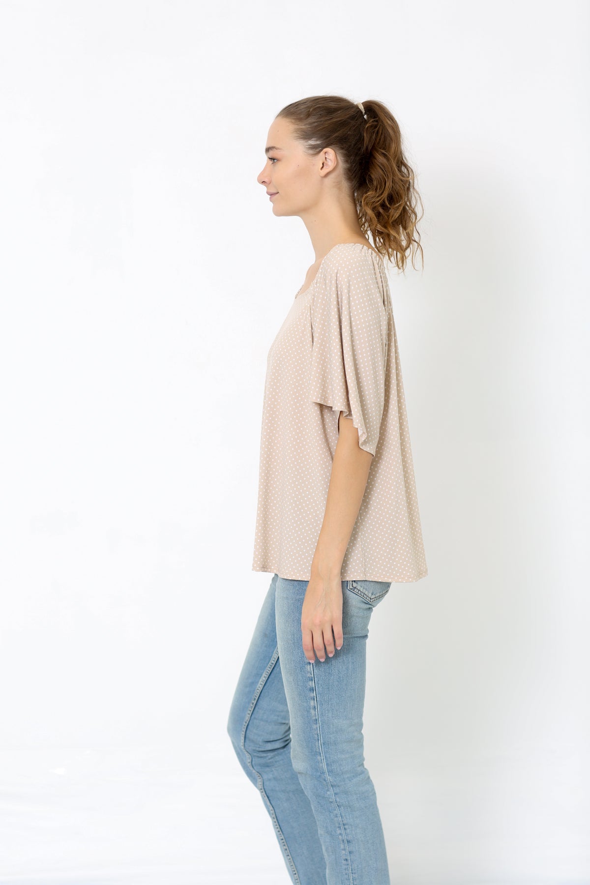 TULIP SLEEVES SQUARE NECK LOOSE TOP - T9779X-JS96386
