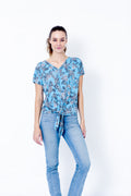 SS V NECK BUTTON FRONT TIE TOP - T9833-DSPR78925