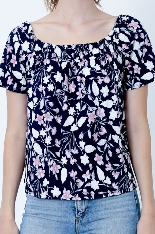 SS SQUARE NECK WITH SMOCKING ON IT - T9853-DSPR79467