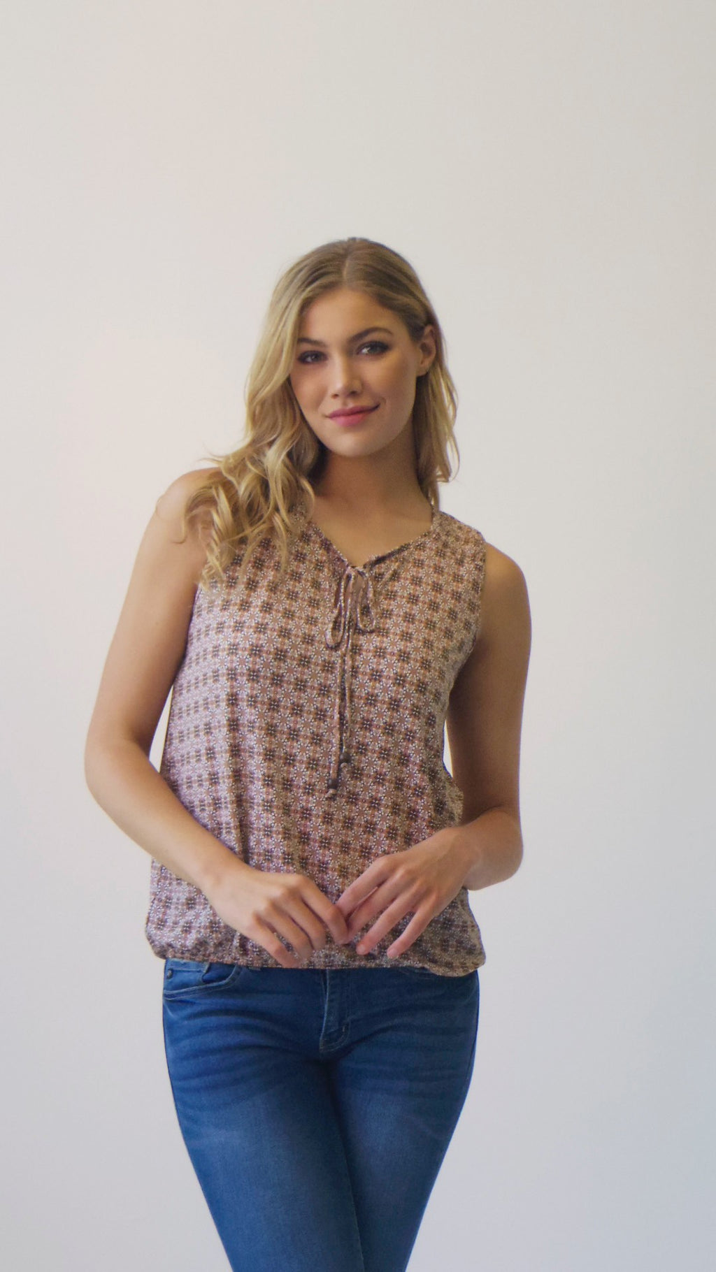 Sleeveless Smocked front yoke